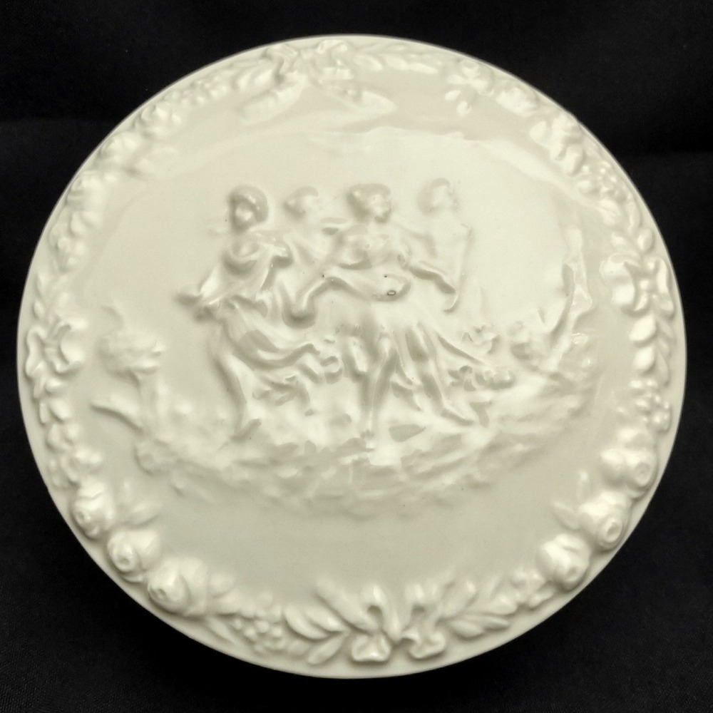 Von Schierholz Capri Porcelain Trinket Box w/Lid 6" Diameter‎ 2" Height